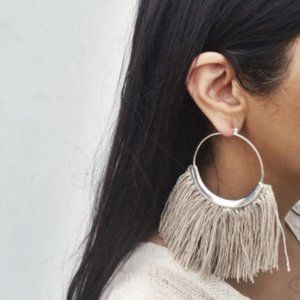 Erin Considine Ridge Fringe Hoops in Raw Flax